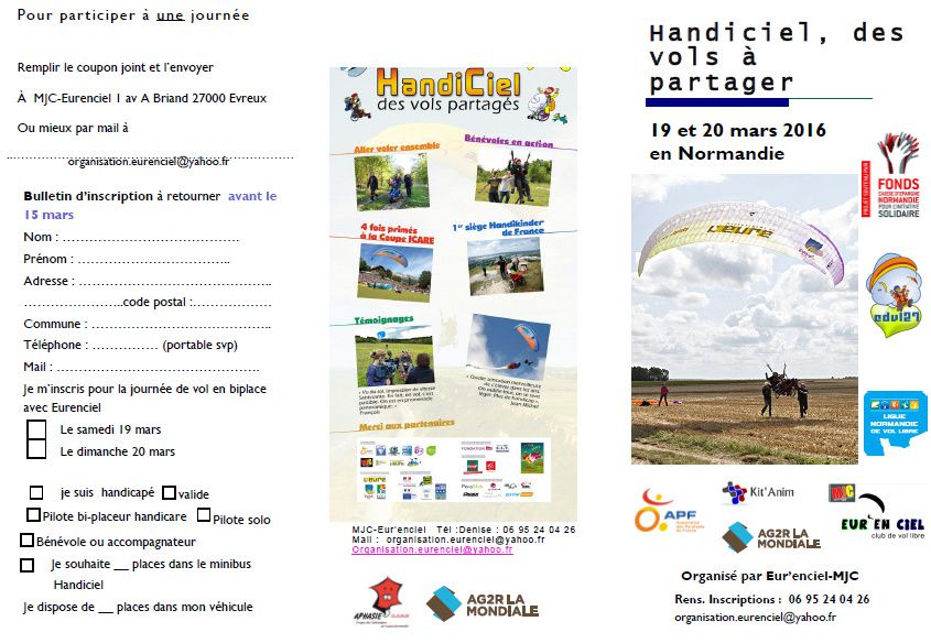 Image Prochains vols Handiciel : 19 et  20 mars 2016