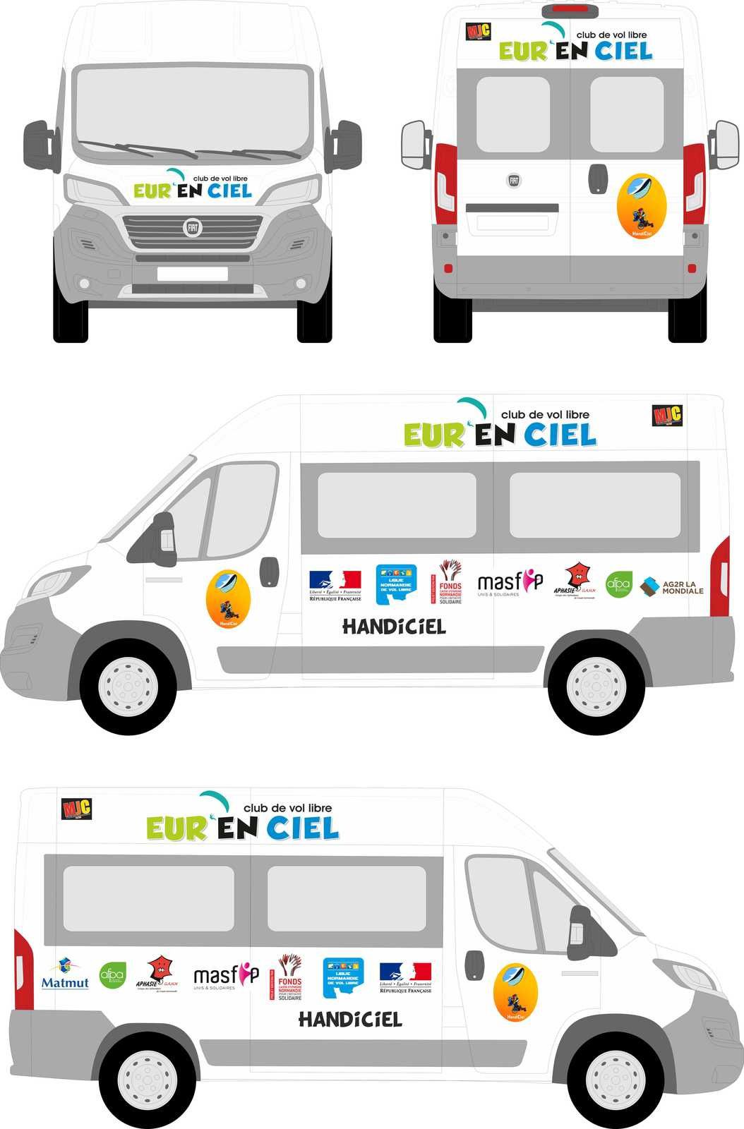 Image Le minibus Handiciel et ses logos