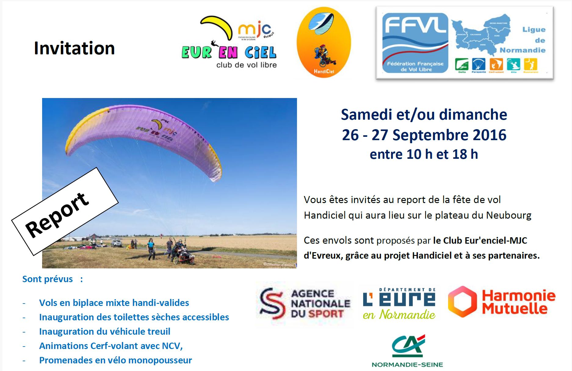 Image Vols partagés Handiciel samedi et dimanche 26 et 27 septembre